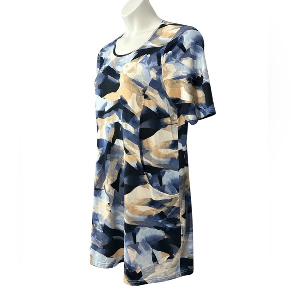 NWOT, Sunday Betsy Abstract Tunic Top, Large, Blue, Beige - Picture 7 of 12